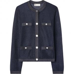 Tory Burch Женский трикотажный кардиган с круглым вырезом и умеренным вырезом, жемчужно-голубого цвета