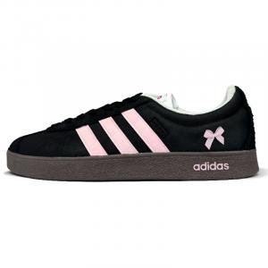 Износостойкие низкие скейтерские кроссовки унисекс черно-розовые Adidas Neo