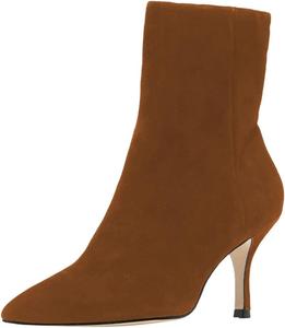 Женские ботильоны FOWT с заостренным носком, боковой молнией, среднем каблуке, широкие голенища, для офиса и официальных мероприятий, осенне-зимняя обувь, размеры 4-15 US, Brown