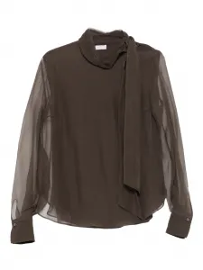 Декорированная блузка с завязками Brunello Cucinelli, коричневый