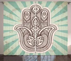 Штора ABAKUHAUS Мандала в деревенском стиле с религиозным цветочным узором, присборенная тесьма для спальни с петлями и крючками, 280 x 225 см, бледно-зелено-коричневый цвет Abakuhaus