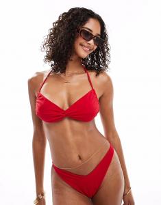 Бикини-топ Tia с закручивающейся передней частью красного цвета Asos Design
