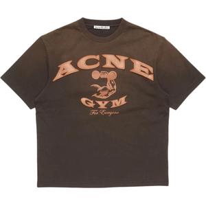 Футболка с аппликацией логотипа Acne Studios, коричневый