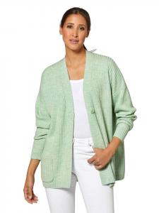 MADELEINE Длинный, объемный шерстяной кардиган светло-мятно-зеленого/меланжевого цвета