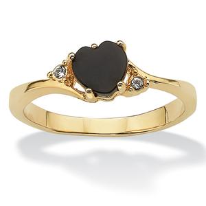 Позолоченное кольцо с ониксом и кристаллами Palm Beach Jewelry, желтый