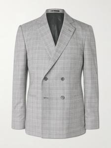 Приталенный двубортный пиджак в клетку из шерсти и фланели в стиле принца Уэльского MR P., серый
