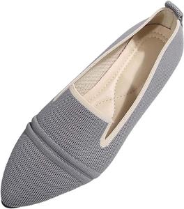 Женские дышащие удобные повседневные туфли с заостренным носком для весны и лета, модные плоские лоферы на каждый день Generic, Grey