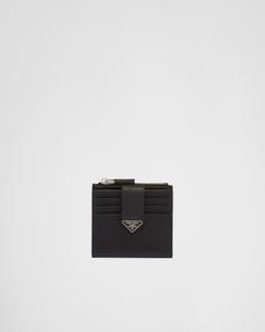 Кардхолдер из сафьяновой кожи Prada, черный