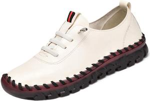 Женские кожаные мягкие туфли на плоской подошве, ручная работа Baimiu, белый