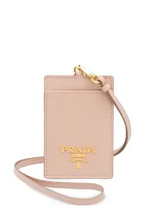 Сафьяновый футляр для бейджа Prada, розовый