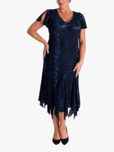 Платье-миди фасона а-силуэт Leopard Burnout chesca, Navy