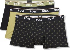 BOSS мужские трусы 3 шт, мультидизайн, логотип Bold Hugo Boss, Black Dot/Split Pea/Black Carbon