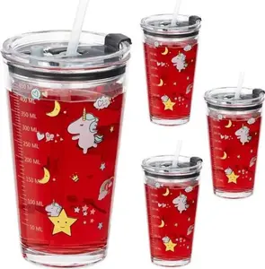 Набор из 4 детских стаканов с изображением единорога B2X