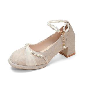 Женские туфли на платформе с массивным каблуком apricot Medd, Apricot 5Cm