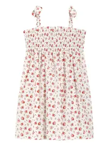 Присборенное платье с цветочным принтом Dolce & Gabbana Kids, белый