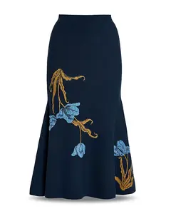 Юбка миди А-силуэта Erdem, синий