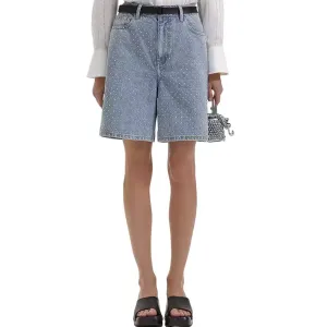 Джинсовые шорты с кристаллами Self-portrait, синий