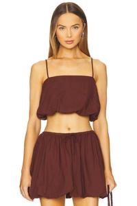 Воздушный льняной топ с пузырями Onia, rum