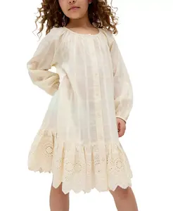 Платье Olivia на пуговицах с вышивкой Raffya Kids, коричневый/бежевый