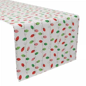 Настольная дорожка, 100 % хлопок, 16x90 дюймов, полоса с красными и зелеными праздничными огнями