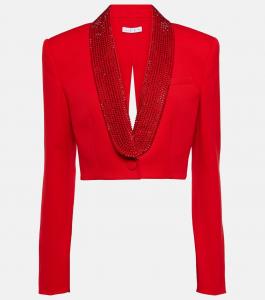 Укороченный шерстяной блейзер с кристаллами Area, красный