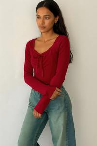 Топ с длинными рукавами и бантом TRUEDAMES, бордовый