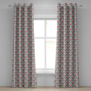 Цветочная штора на люверсах ABAKUHAUS, ботаническая композиция из цветущих лепестков и листьев в стиле якобинской империи, декоративная двухпанельная штора, 280 см x 225 см, цвет: темно-коралловый, сине-бежевый
