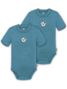 Normani Outdoor Sports Комплект из 2 унисекс детских боди с короткими рукавами из мериносовой шерсти, застегивающихся на кнопки, синего цвета