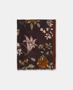 Шерстяная шаль из модала с цветочным принтом Latouche, коричневый