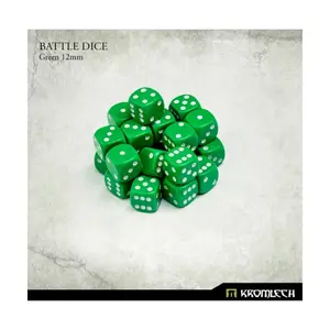 d6 Зеленый с белым – Мини-боевые кубики (25), Battle Dice (Kromlech)