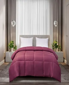 Гипоаллергенное одеяло из микрофибры с наполнителем, имитирующим пух, легкое и теплое, размер Twin Royal Luxe, бордовый