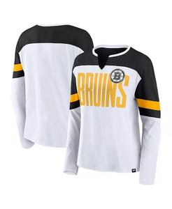 Женская белая футболка Boston Bruins Frozen с длинным рукавом и вырезом под горло Fanatics
