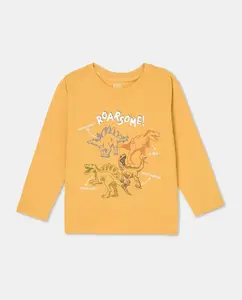 Детская футболка с длинным рукавом с рисунком динозавра Kids El Corte Inglés, желтый