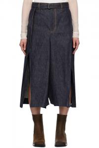 Миди-юбка из смесового денима Sacai, индиго