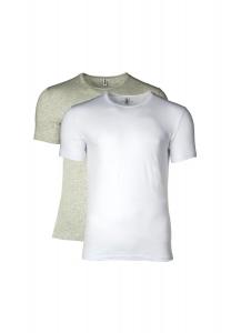 Мужские футболки (2 шт.) — круглый вырез, круглый вырез, хлопок-эластичный, однотонный MOSCHINO, серый