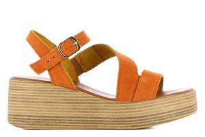 Босоножки на танкетке с пионами Camila'S, оранжевый