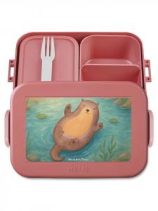 Mr. & Mrs. Panda Ланчбокс с изображением обнимающей выдры, без слогана, пастельно-красного цвета