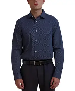 Мужская классическая рубашка приталенного кроя с геометрическим принтом KARL LAGERFELD PARIS, синий