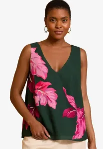 Топ с v-образным вырезом стандартного кроя Love & Roses, Green Floral