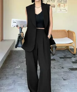 Комплект из длинного жилета и широких брюк aimoha с ленточным поясом Aimoha - Select -, цвет Black