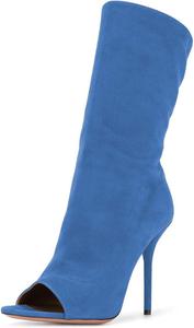 Женские ботильоны FSJ на высоком каблуке с открытым носком, средней длины, из замши, эластичные, повседневные, размеры 4-15 M US, Blue