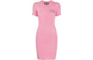 VERSACE JEANS COUTURE Женское розовое платье с короткими рукавами