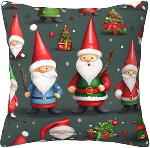Ogniwo Декоративная подушка Xmas Funny Gnomes, квадратная наволочка для дивана и кровати Xmas Funny Gnomes
