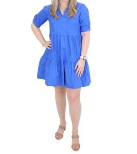 Многоуровневое платье-рубашка в королевском синем цвете Lili Sidonio