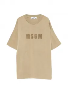 Футболка с логотипом MSGM Kids, бежевый
