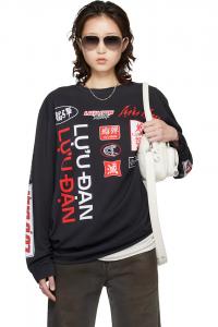 Lu'U Dan Черная свободная футболка с длинными рукавами