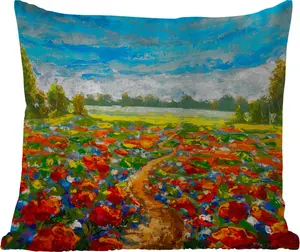 Подушка для улицы - Живопись - Масляная краска - Цветы - Природа - 45x45 см - Устойчива к атмосферным воздействиям - Подушка для отдыха - Фотоподушка - Декоративная подушка MuchoWow