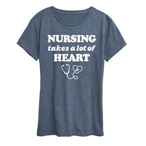 Футболка с принтом Women's nursing takes a lot of heart Unbranded, Heather Blue