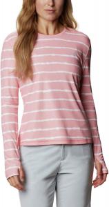 Футболка Columbia Womens W Sun Deflector Summerdry Ls Shirt, Salmon Tie Dye Stripe