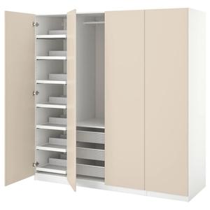 Гардероб PAX/REINSVOLL IKEA, 200x60x201 см, цвет white/grey-beige
